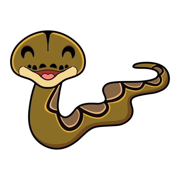 Ilustração Vetorial Bonito Feliz Reticulatus Python Desenhos Animados — Vetor de Stock