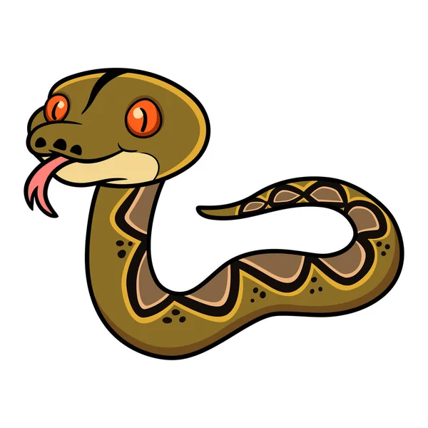 Ilustração Vetorial Bonito Feliz Reticulatus Python Desenhos Animados —  Vetores de Stock