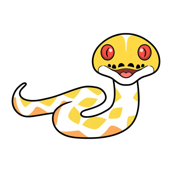 Cute Amelanistic Reticulted Python 만화의 — 스톡 벡터