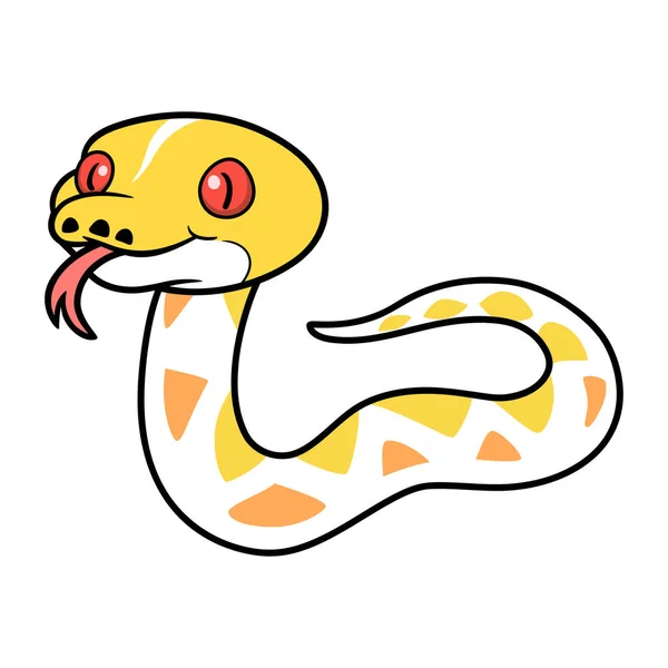 Wektor Ilustracja Cute Amelanistic Siatka Python Kreskówki — Wektor stockowy
