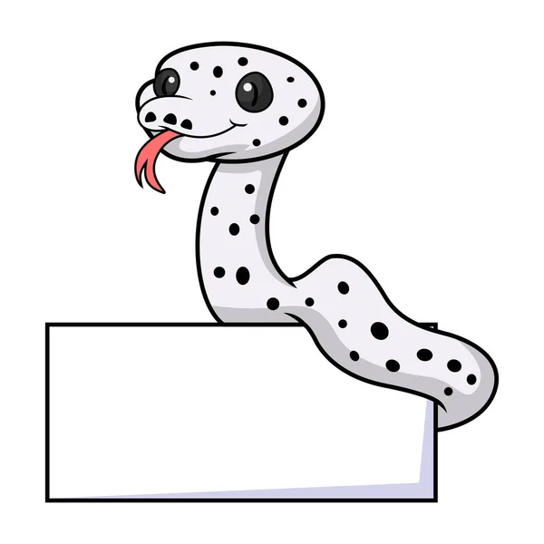 Vector Illustration Cute Cow Reticulated Python Cartoon Blank Sign — Stock Vector