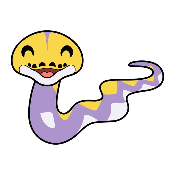 Vector Illustration Cute Lavender Reticulated Python Cartoon — Stock Vector