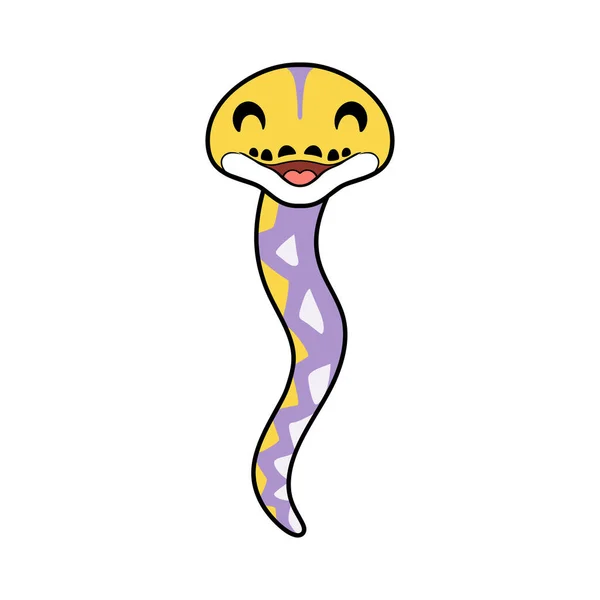 Vector Illustration Cute Lavender Reticulated Python Cartoon — Stock Vector