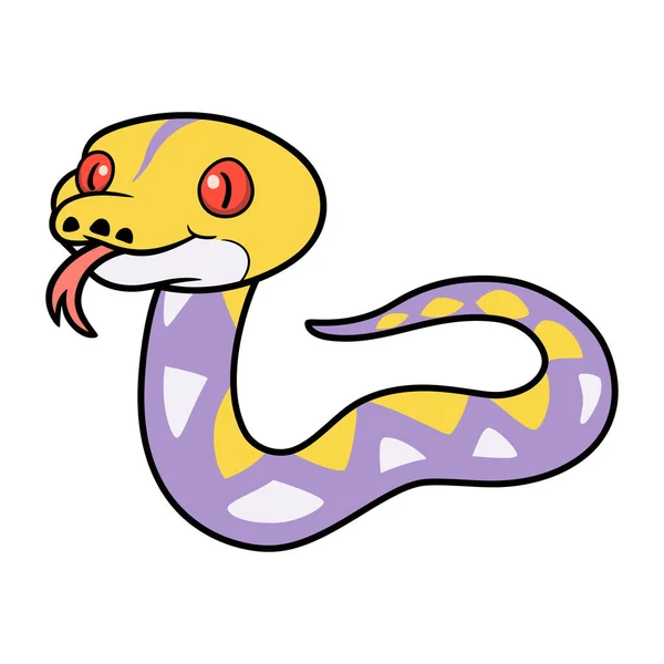 Vektorová Ilustrace Roztomilého Levandulového Kresleného Pythonu — Stockový vektor