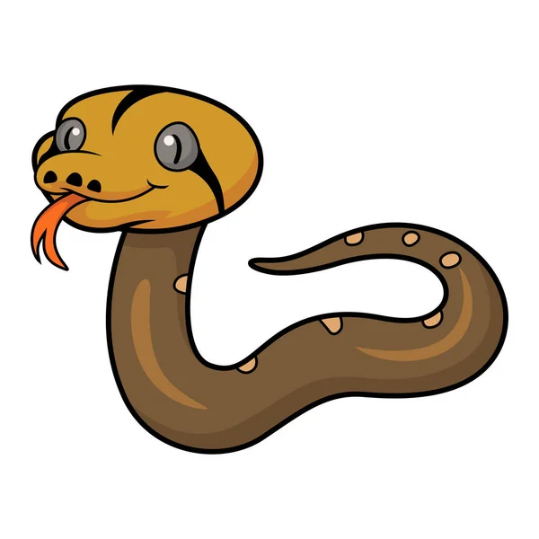Векторная Иллюстрация Cute Golden Child Reticulated Python Cartoon — стоковый вектор