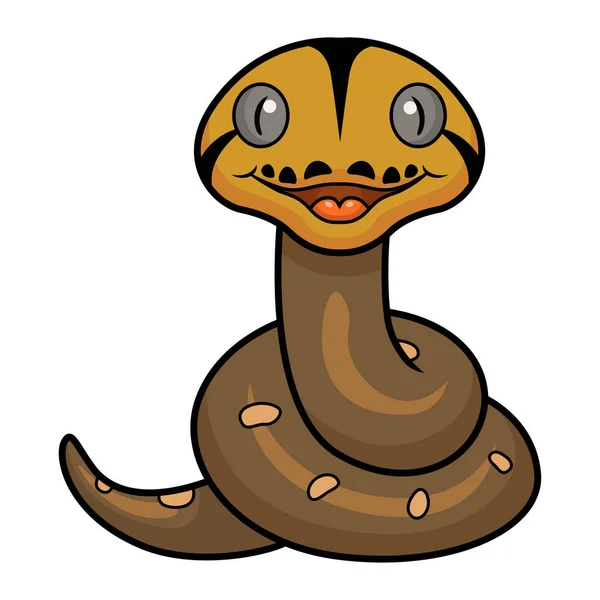 Vector Illustration Cute Golden Child Reticulated Python Cartoon — Stock Vector