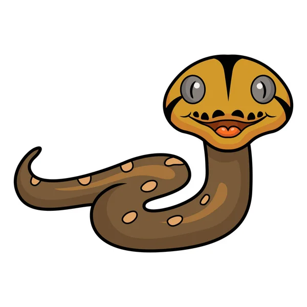 Векторная Иллюстрация Cute Golden Child Reticulated Python Cartoon — стоковый вектор