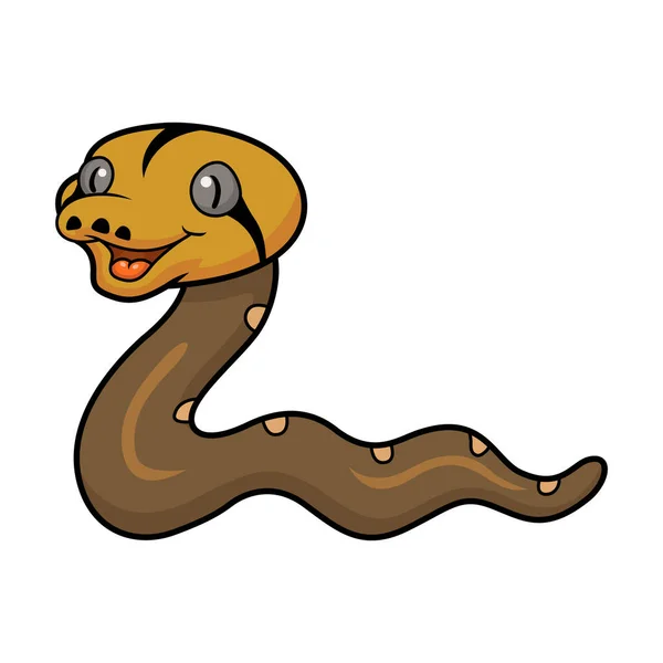 Ilustração Vetorial Bonito Criança Dourada Reticulado Python Desenhos Animados —  Vetores de Stock