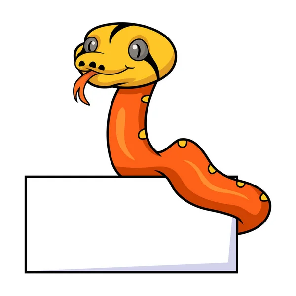 Vector Illustration Cute Albino Golden Child Reticulated Python Cartoon Blank — Stock Vector