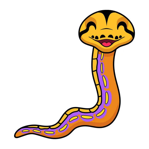 Vector Illustration Cute Purple Albino Tiger Reticulated Python Cartoon — Stock Vector