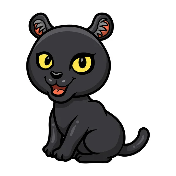 Vector Illustration Cute Little Black Panther Cartoon — Stock Vector