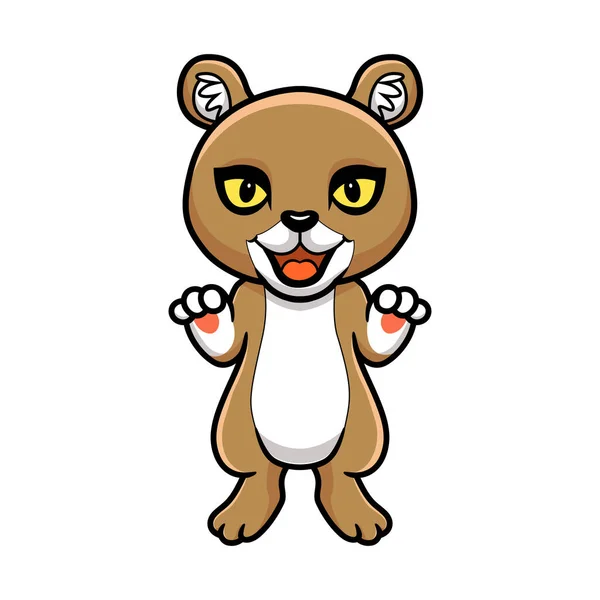 Ilustração Vetorial Bonito Pouco Puma Cougar Cartoon — Vetor de Stock