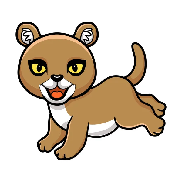 Vector Illustratie Van Schattig Klein Puma Cougar Cartoon — Stockvector