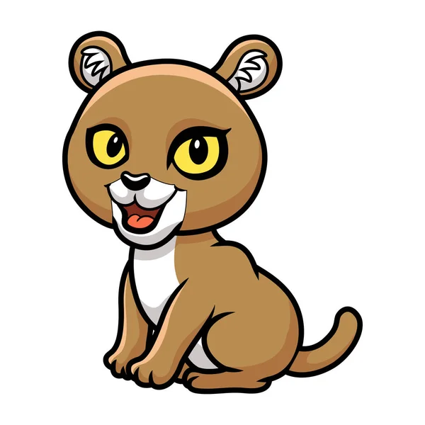 Vector Illustration Cute Little Puma Cougar Cartoon — Stock Vector