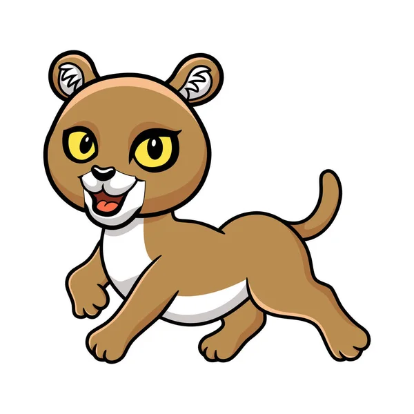 Vector Illustratie Van Schattig Klein Puma Cougar Cartoon — Stockvector