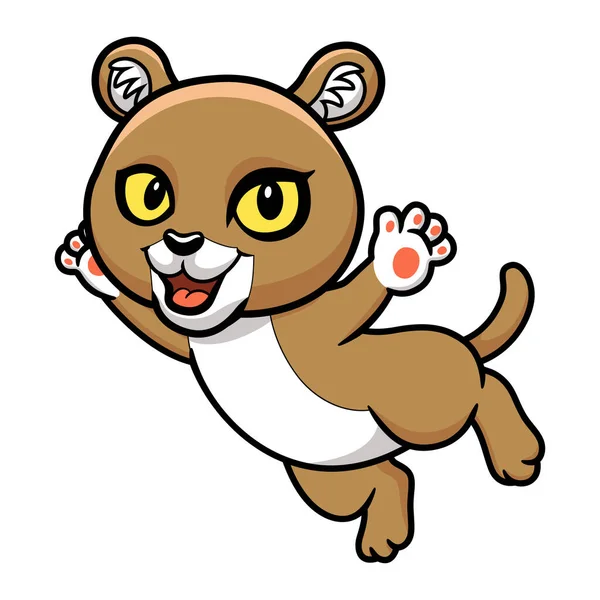 Illustration Vectorielle Mignon Petit Puma Cougar Dessin Animé — Image vectorielle