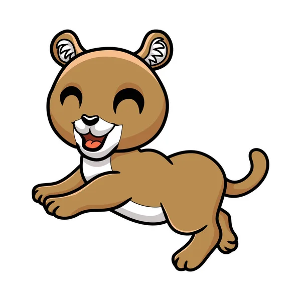 Vector Illustration Cute Little Puma Cougar Cartoon — Stock Vector