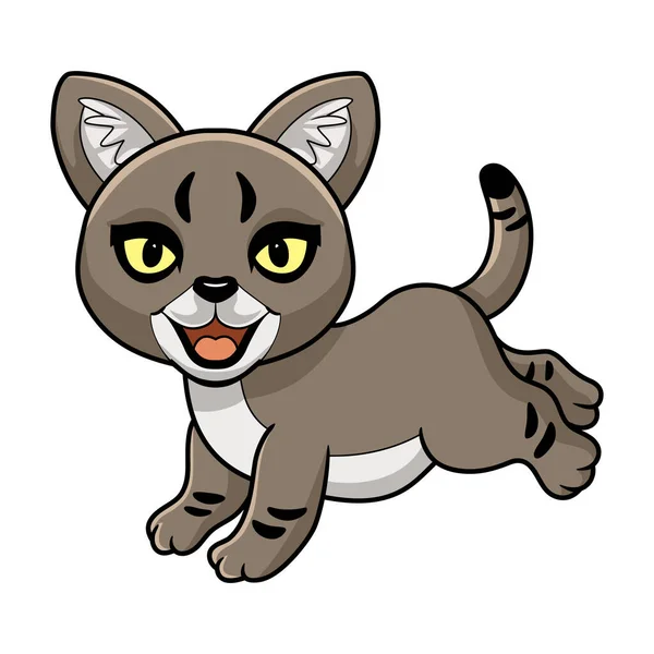 Векторна Ілюстрація Мультфільму Милий Маленький Джунглі Кіт — стоковий вектор