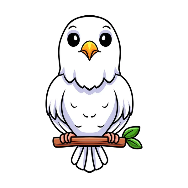 Векторная Иллюстрация Милой Белой Птицы Любви Ветке Дерева — стоковый вектор