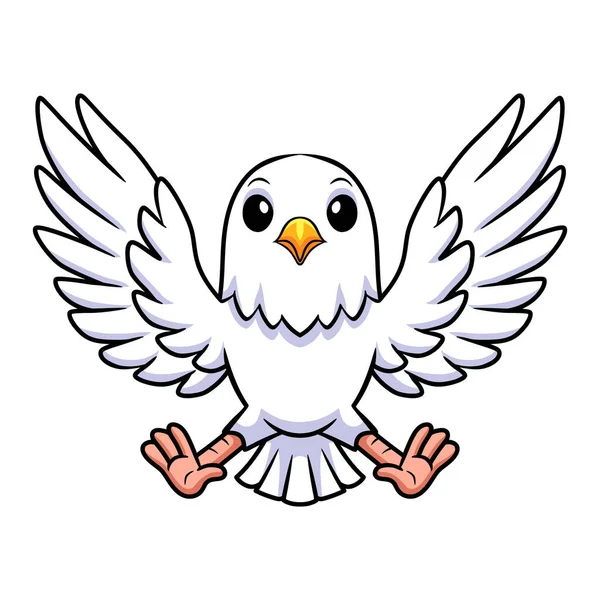Ilustração Vetorial Bonito Branco Amor Pássaro Desenho Animado Voando — Vetor de Stock