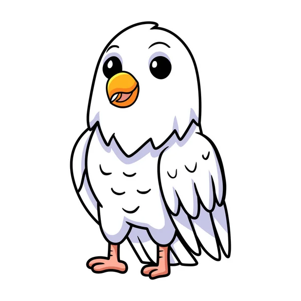 Illustrazione Vettoriale Carino Bianco Amore Uccello Cartone Animato — Vettoriale Stock