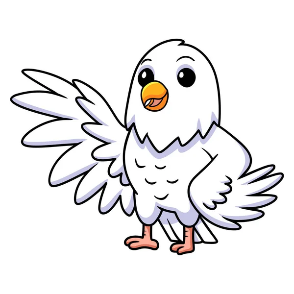 Векторна Ілюстрація Милої Білої Любові Птах Мультфільм Махає Рукою — стоковий вектор
