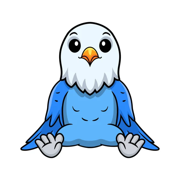 Vetor Ilustração Bonito Azul Amor Pássaro Desenho Animado Sentado — Vetor de Stock