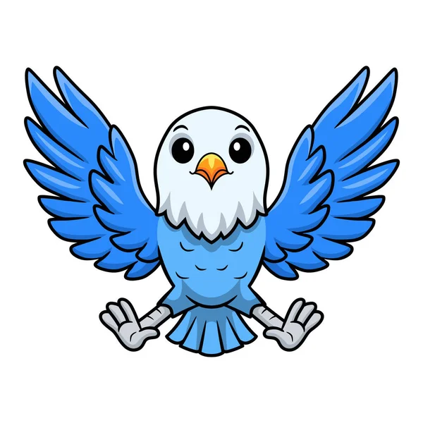 Illustrazione Vettoriale Carino Blu Amore Uccello Cartone Animato Volare — Vettoriale Stock