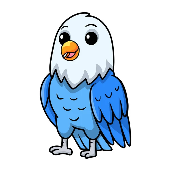 かわいい青い愛鳥の漫画のベクトルイラスト — ストックベクタ
