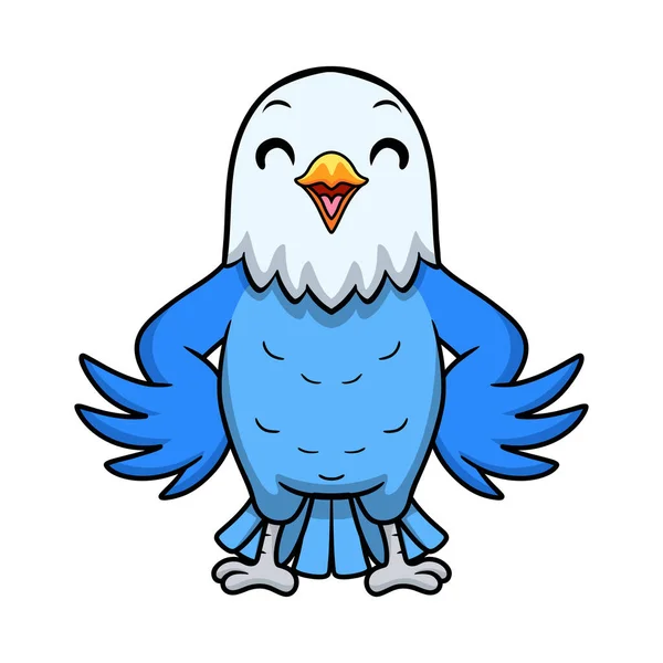 Vector Illustration Cute Blue Love Bird Cartoon — Stock Vector