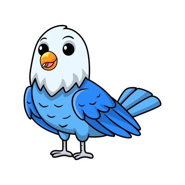 Vektor Ilustrasi Lucu Cinta Biru Kartun Burung - Stok Vektor