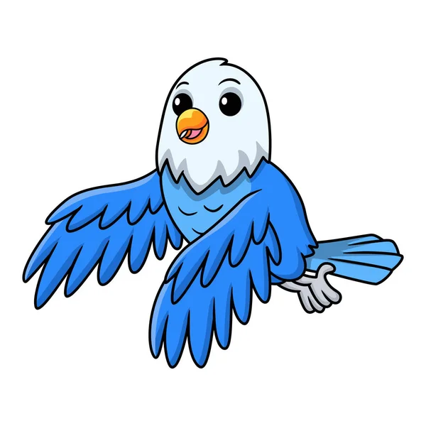 Ilustração Vetorial Bonito Azul Amor Pássaro Desenho Animado Voando — Vetor de Stock