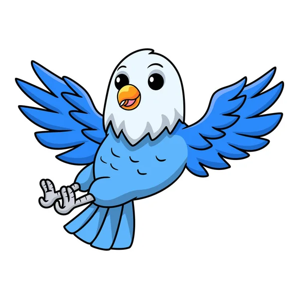 Illustration Vectorielle Mignon Oiseau Bleu Amour Dessin Animé Volant — Image vectorielle