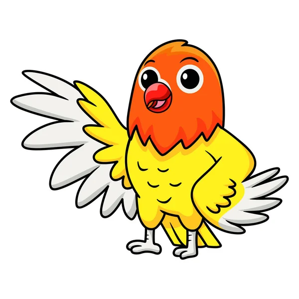 Ilustração Vetorial Bonito Lutino Lovebird Desenho Animado Acenando Mão — Vetor de Stock