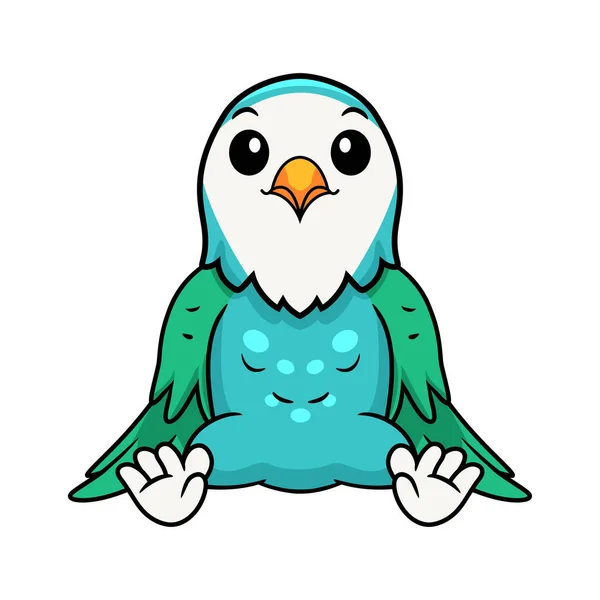 Ilustração Vetorial Desenhos Animados Bonito Azul Turquesa Pássaro — Vetor de Stock