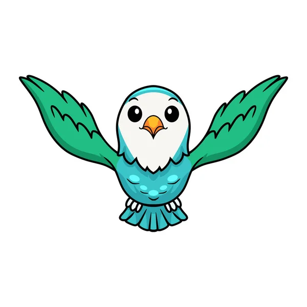 Illustrazione Vettoriale Carino Blu Turchese Uccello Cartone Animato Volare — Vettoriale Stock