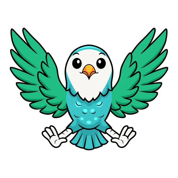 Illustration Vectorielle Mignon Bleu Turquoise Oiseau Dessin Animé Volant — Image vectorielle