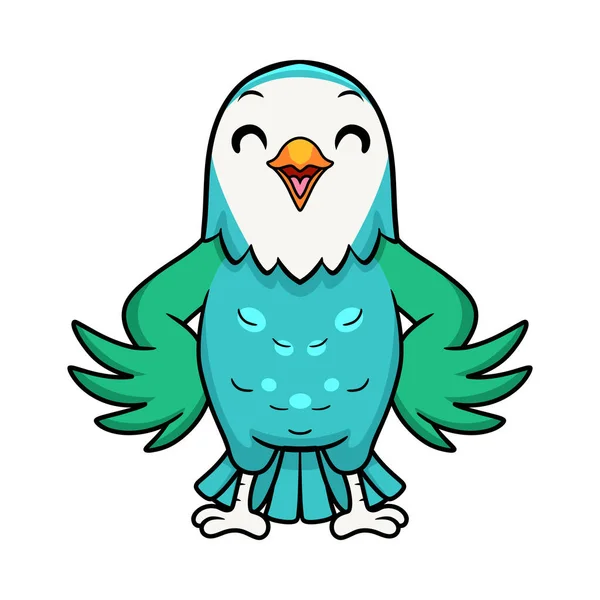 可爱蓝绿色雀鸟卡通画的矢量图解 — 图库矢量图片