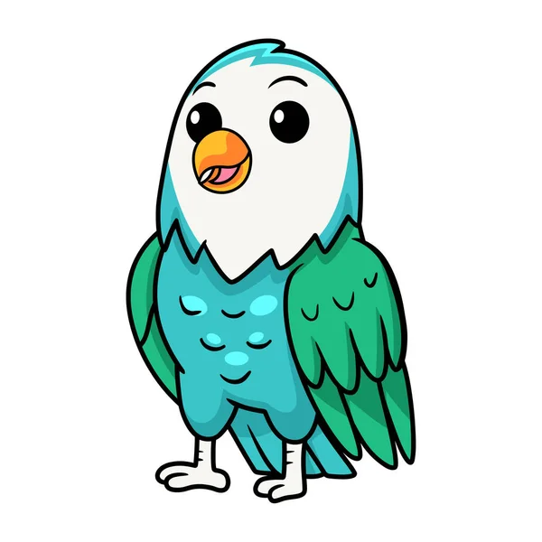 Vektor Illustration Des Niedlichen Blauen Türkisfarbenen Vogel Cartoons — Stockvektor