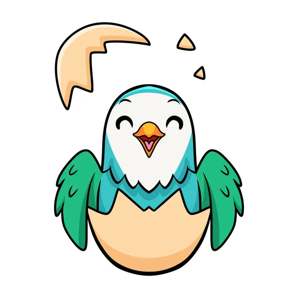 Vector Illustration Cute Blue Turquoise Bird Cartoon Egg — Stock Vector