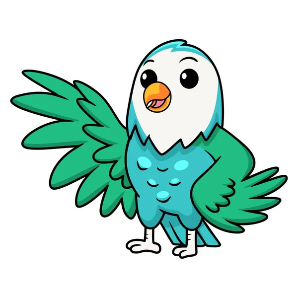 Vektor Illustration Des Niedlichen Blauen Türkisfarbenen Vogels Karikatur Winkende Hand — Stockvektor