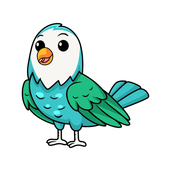 可爱蓝绿色雀鸟卡通画的矢量图解 — 图库矢量图片