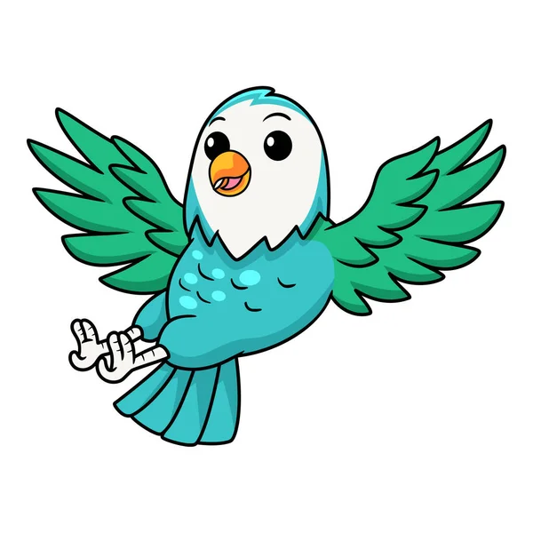 かわいい青ターコイズ鳥の漫画のベクトルイラストが飛んで — ストックベクタ