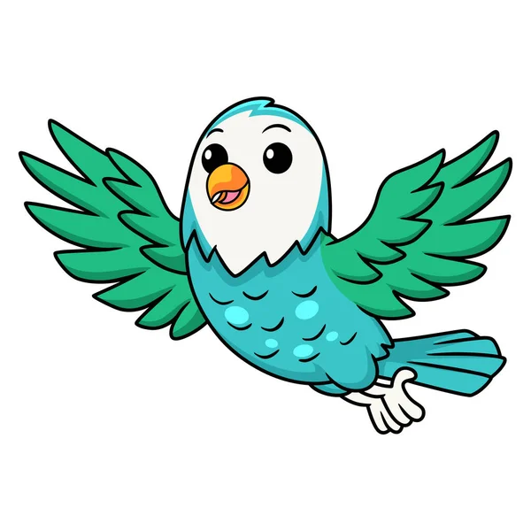 Ilustração Vetorial Bonito Azul Turquesa Pássaro Desenho Animado Voando — Vetor de Stock