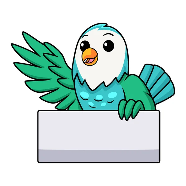 Illustrazione Vettoriale Carino Blu Turchese Uccello Cartone Animato Mano Ondulante — Vettoriale Stock