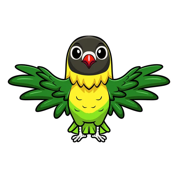 Ilustración Vectorial Dibujos Animados Lindo Pájaro Amor Cuello Amarillo — Vector de stock