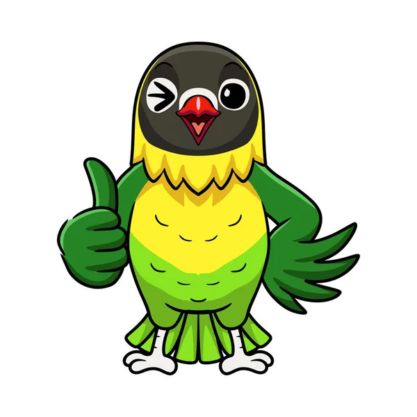 可爱的黄领情鸟放弃大拇指漫画的矢量图解 — 图库矢量图片
