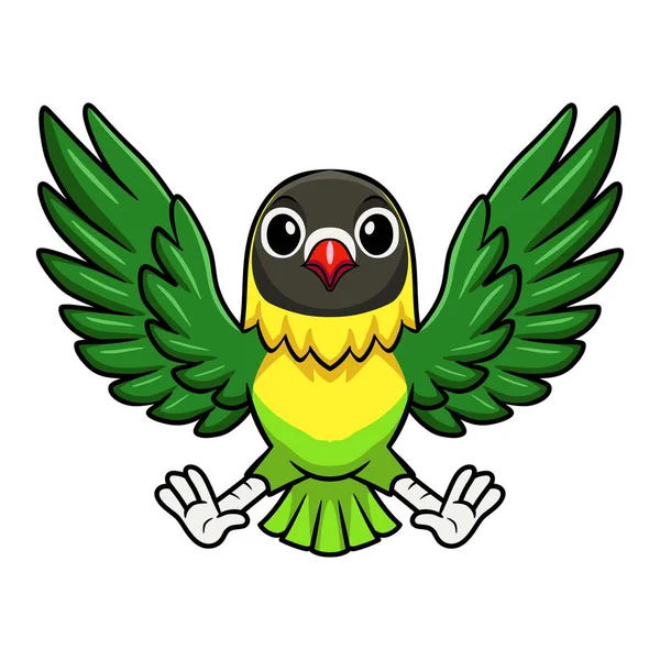 Illustrazione Vettoriale Carino Giallo Collare Amore Uccello Fumetto Volare — Vettoriale Stock