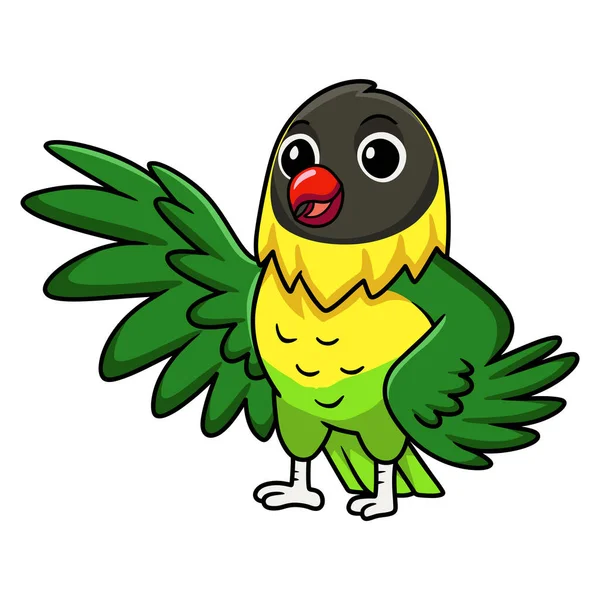 Vector Illustration Cute Yellow Collared Love Bird Cartoon Waving Hand — Stock Vector