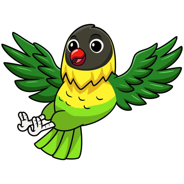 Vector Illustratie Van Schattig Geel Kraag Liefde Vogel Cartoon Vliegen — Stockvector